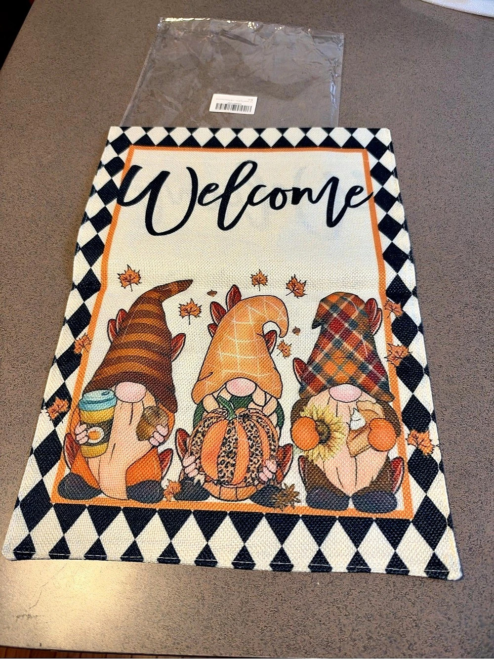 Fall Gnome Welcome garden flag